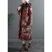 Chic Red Hooded Print Duck Down Winter down coat