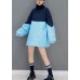 Blue Loose knit Patchwork Fine Cotton Filled Dresses Spring