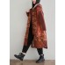 Oriental Red Hooded Embroideried Warm Fleece Fine Cotton Filled coats Winter