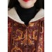 Oriental Red Hooded Embroideried Warm Fleece Fine Cotton Filled coats Winter