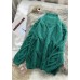 Women green Sweater dress outfit plus size high neck thick daily  knit dress