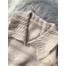 Pullover beige crane tops lapel asymmetric plus size knitted blouse